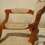 Pair of Louis XVI armchairs, upholstered in giraffe-pattern velvet