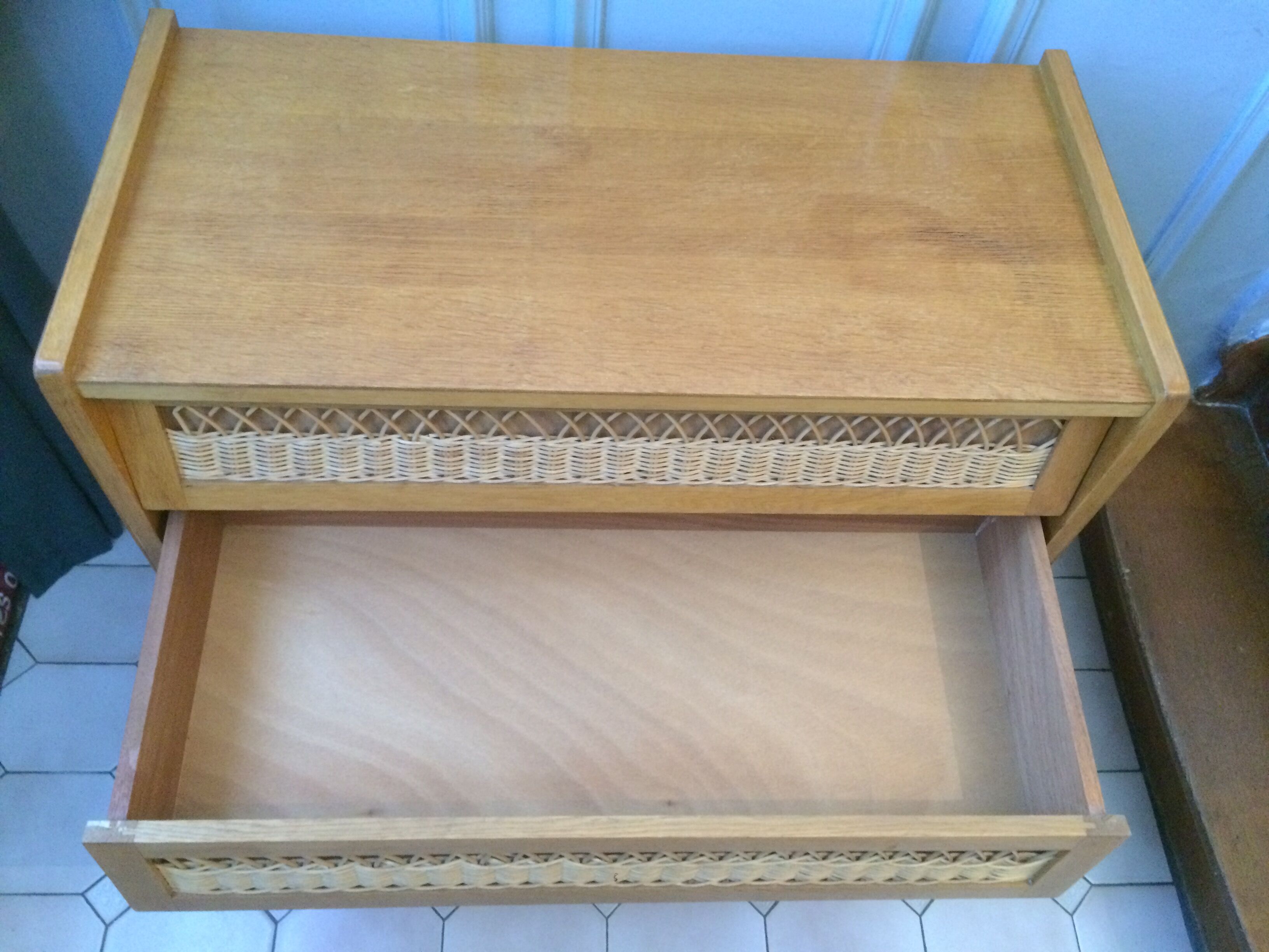 Vintage rattan dresser