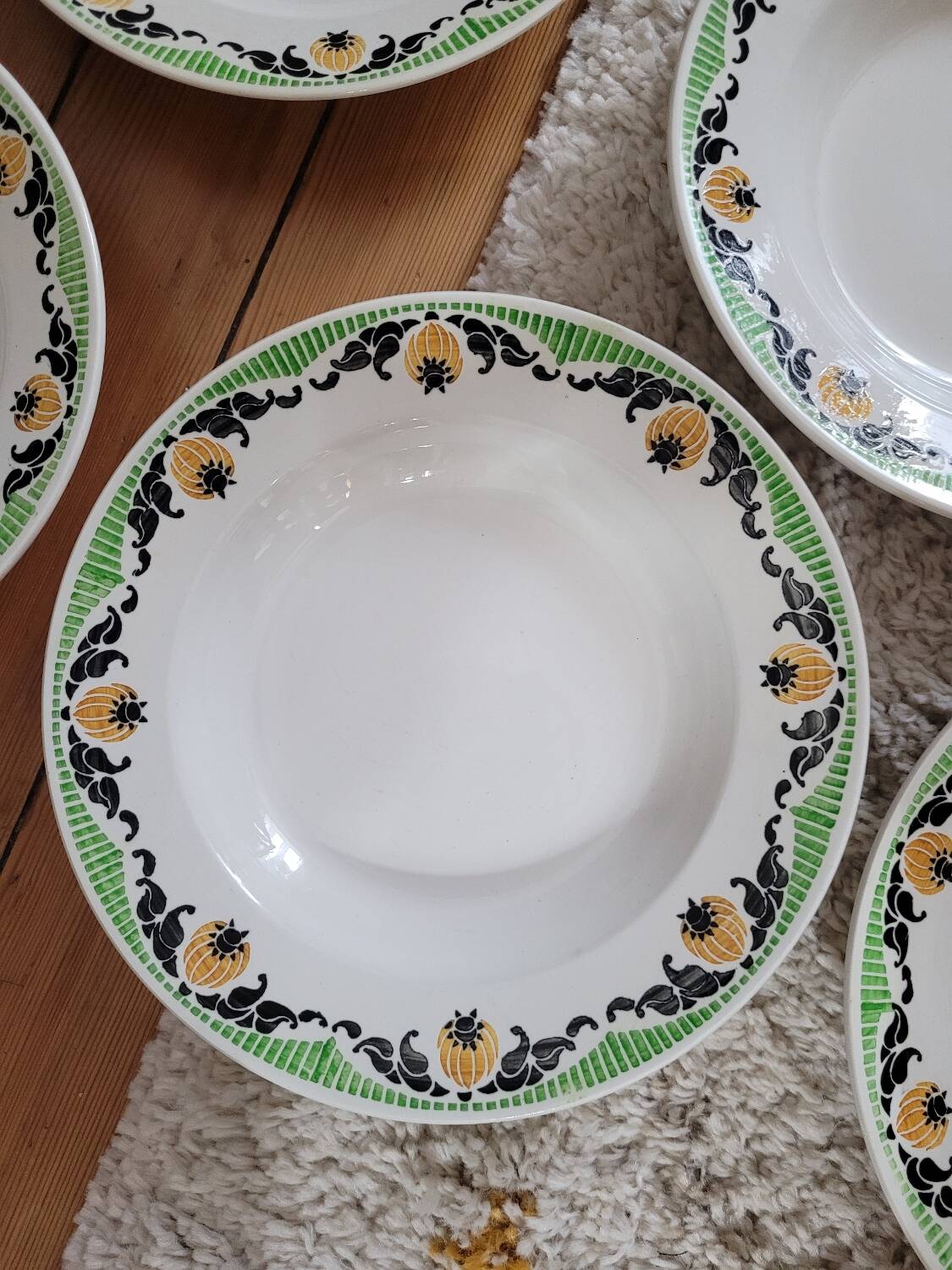 Set of 5 Maroussia Digoin Sarreguemines soup plates