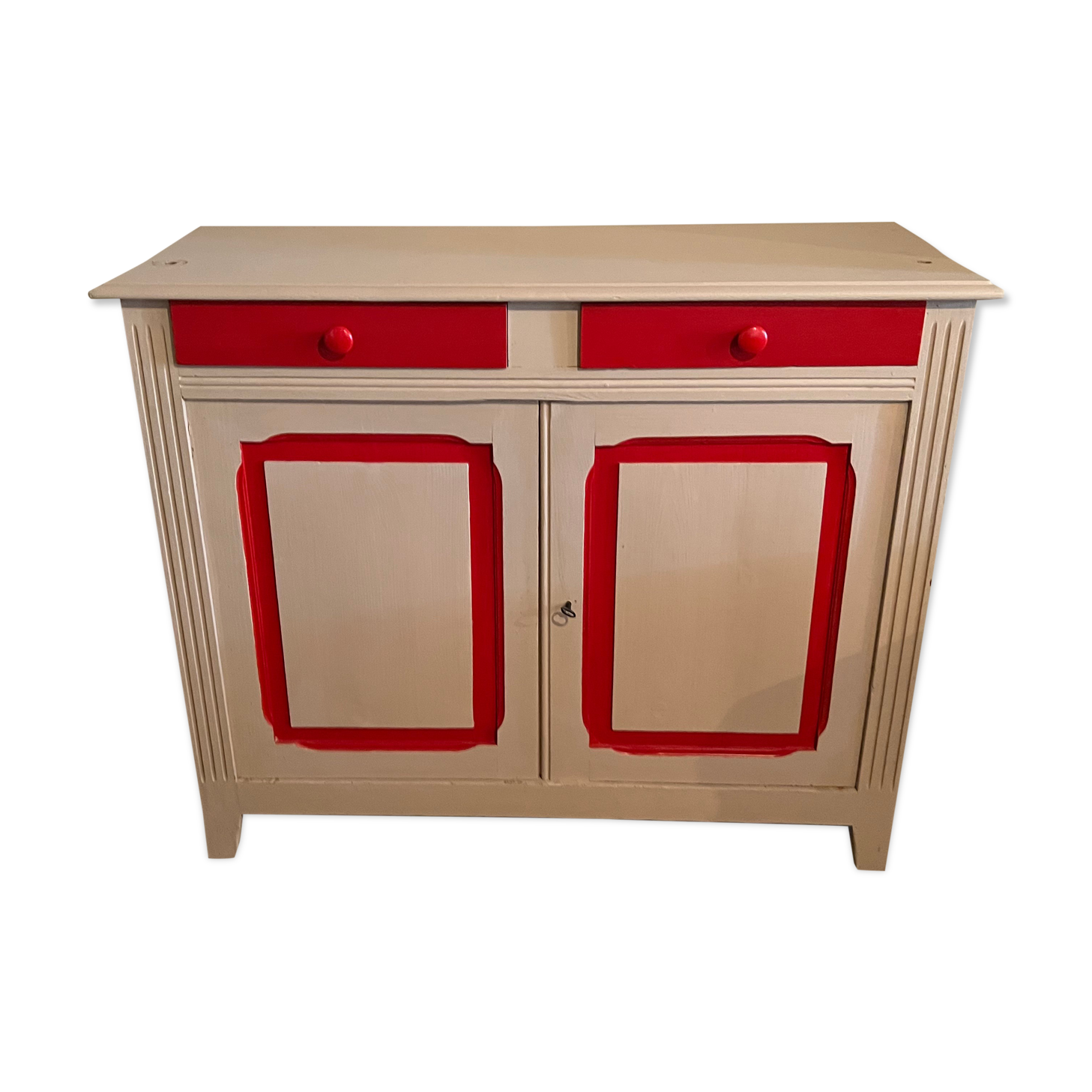 Parisian bas buffet restyled vintage red and white