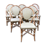 Ensemble de 6 chaises de terrasse " bistrot" en rotin naturel.