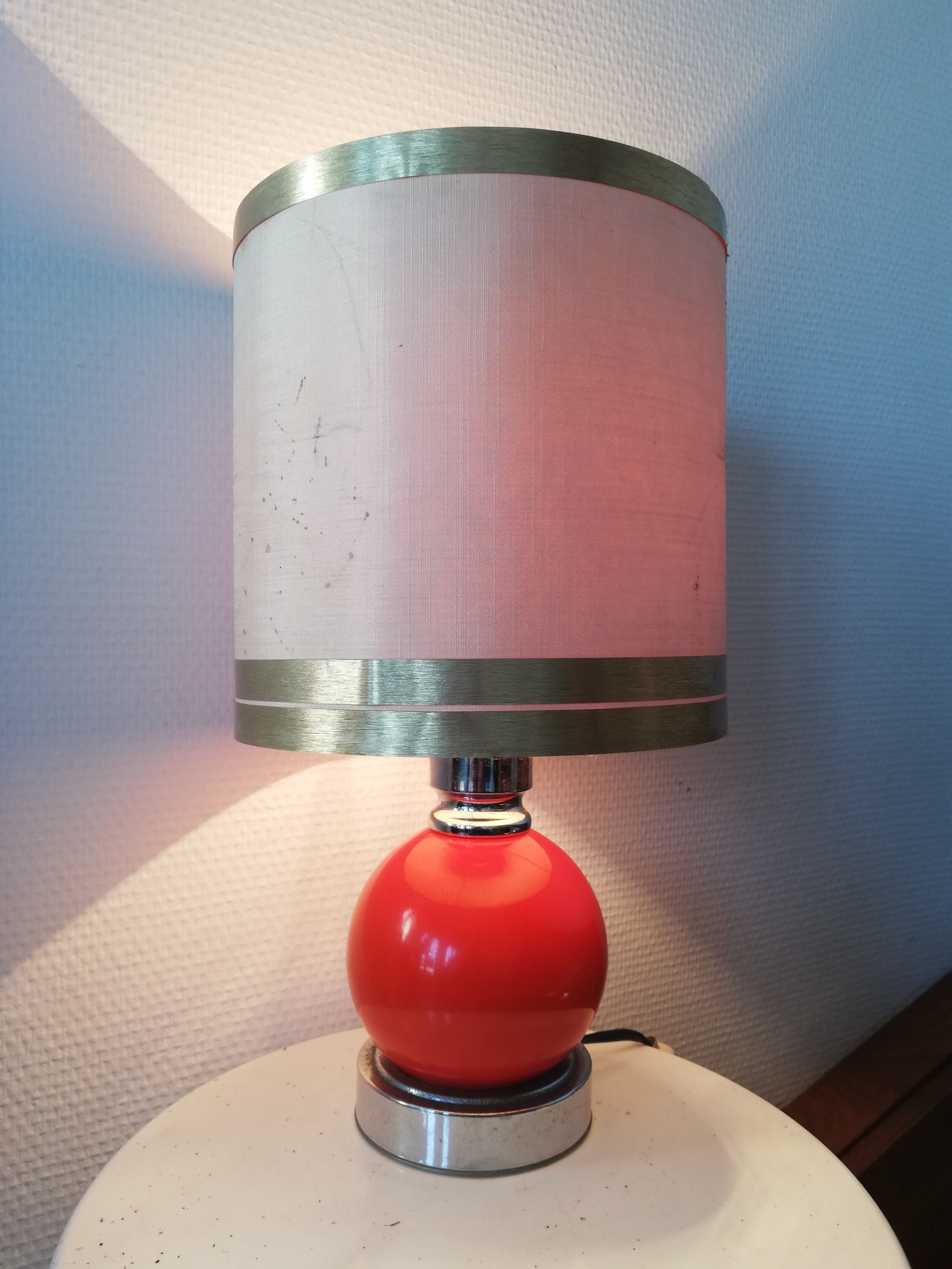 Lamp foot chrome vintage ceramic ball 60 70