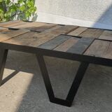 Table basse bois et métal de style industriel