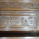 Breton furniture buffet 2 body carved by a Breton craftsman in oak with 2 keys