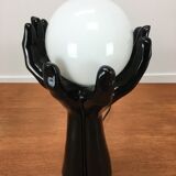Black hand lamp 70s and opaline globe