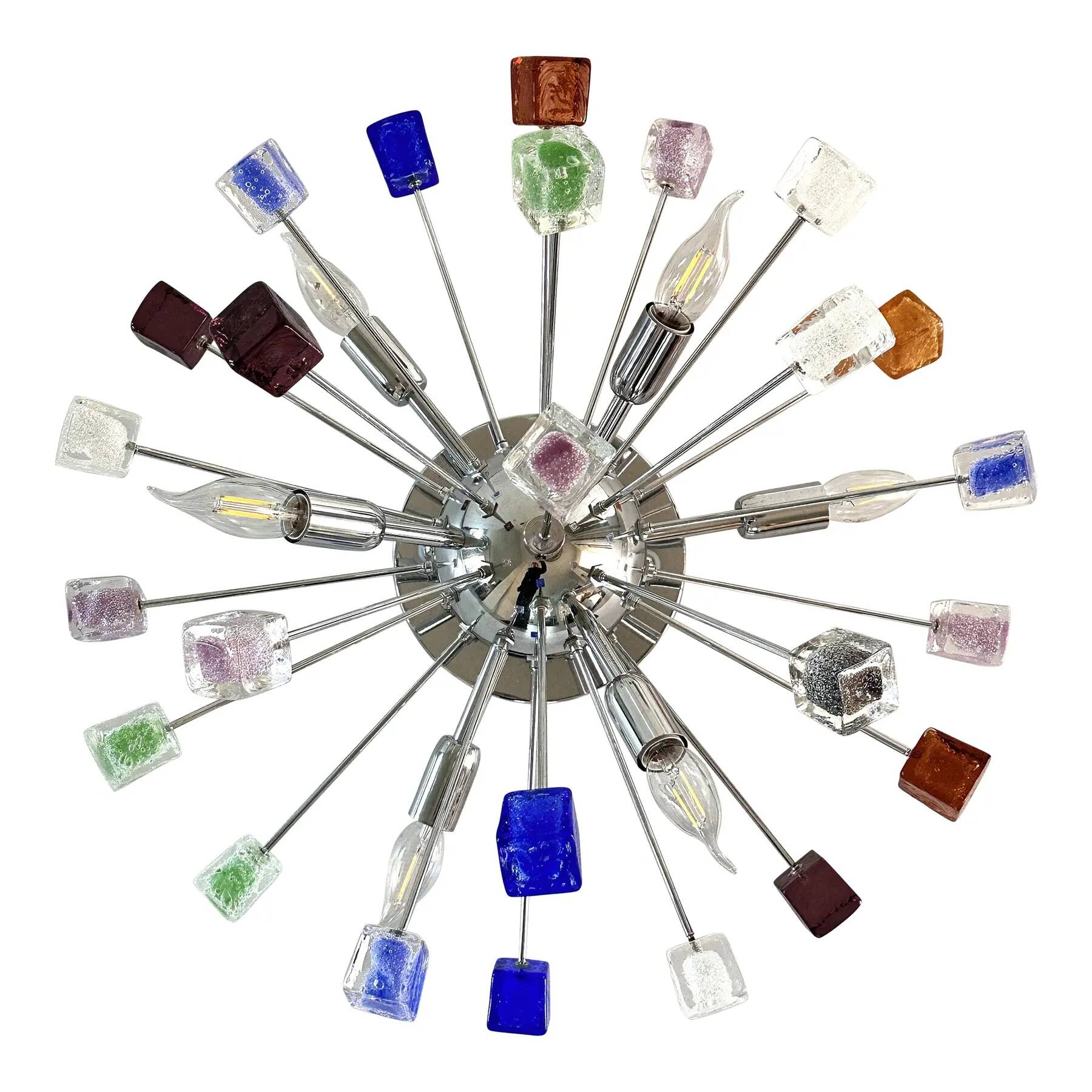 Multicoloured "Star" Sputnik Little "Cubes" Murano Glass Flush Mount
