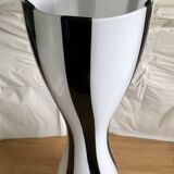 Habitat black and white striped blown glass vase
