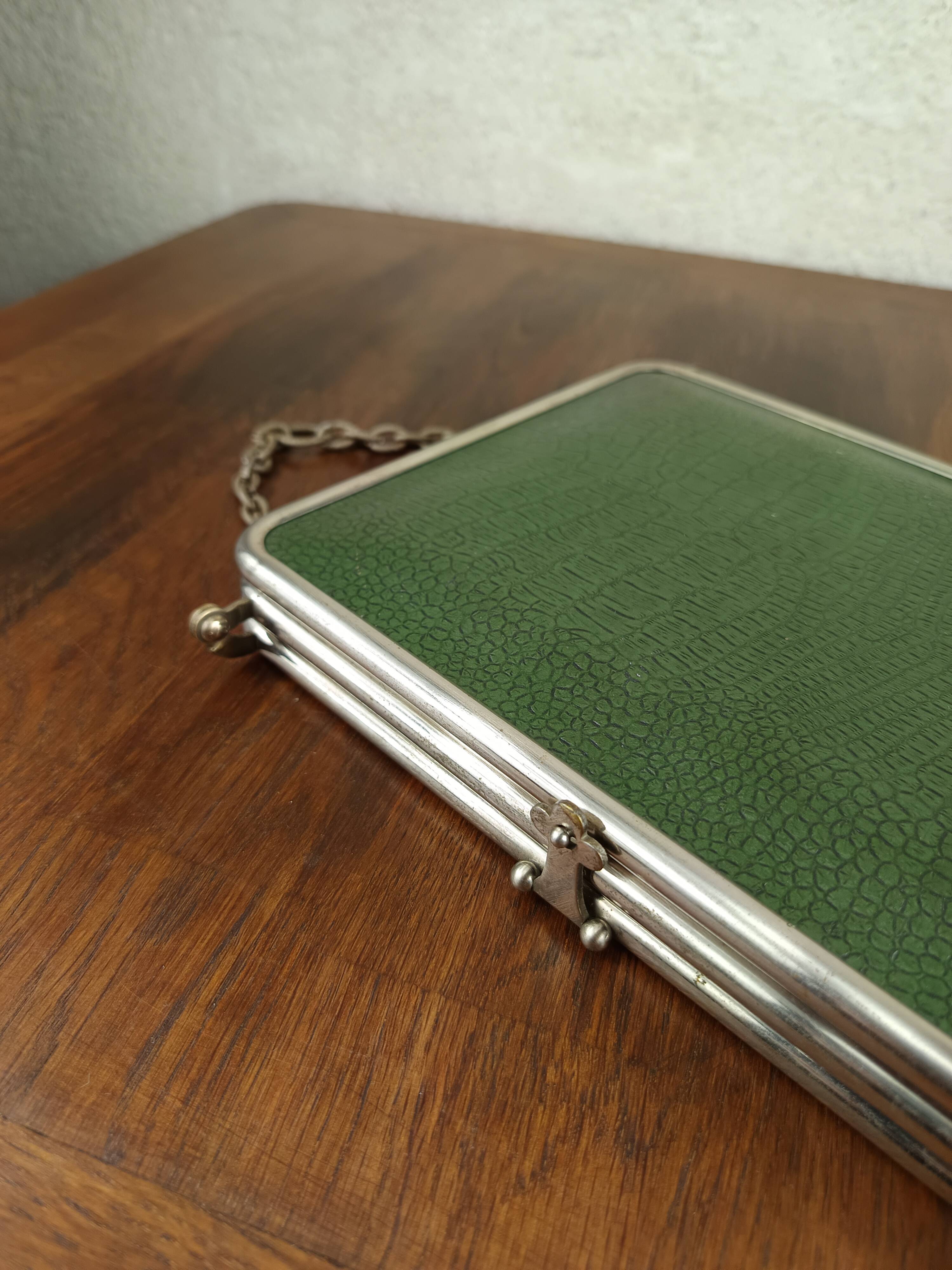 Miroir triptyque vert vintage