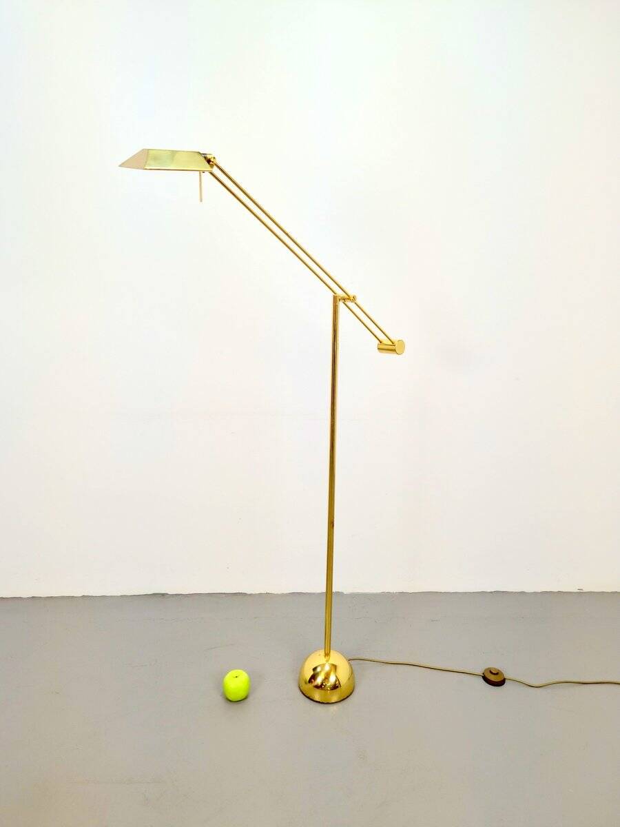 Brass Balance Reading Floor Lamp from Sölken Leuchten, 1980s