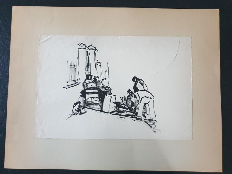 André Duculty (1912-1990) India ink on paper "The return of sinners" Monogrammed at the bottom