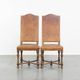 Set of 2 Wooden and Sheepskin Leather Dining Chairs from the Early 1900s