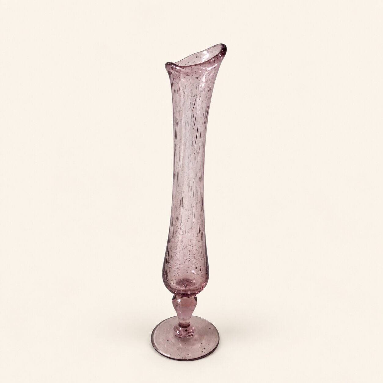 Soliflore en verre bullé rose