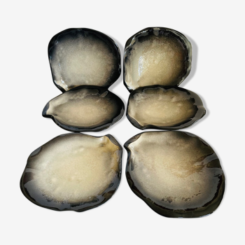 Suite of 6 plates pol chambost "shells"