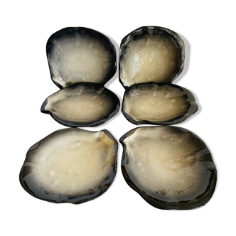 Suite of 6 plates pol chambost "shells"