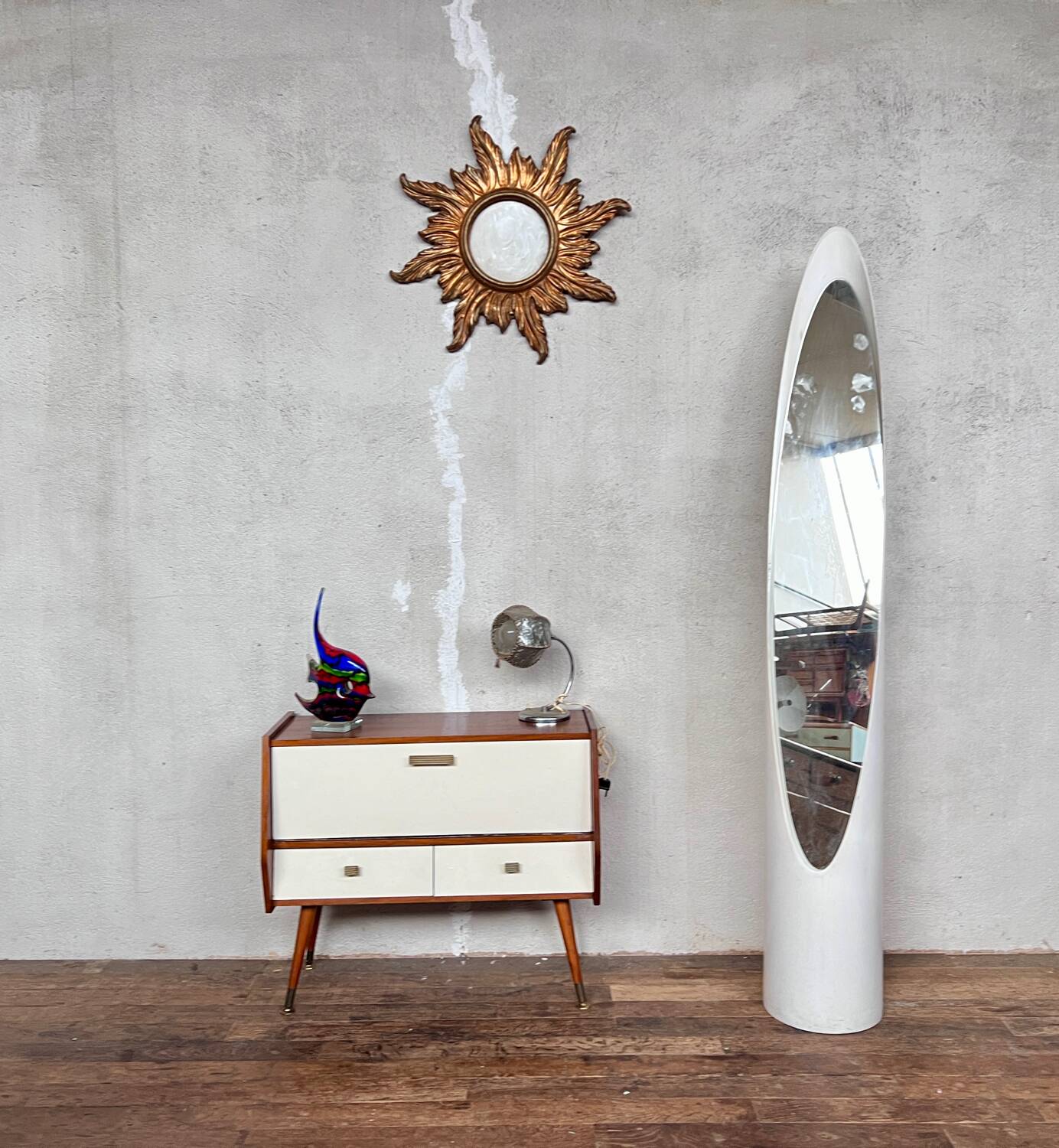 Mini sideboard TV cabinet end of Scandinavian vintage sofa