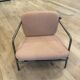 Deadgood Working Lounge Chair, in pale pink fabric with metal base