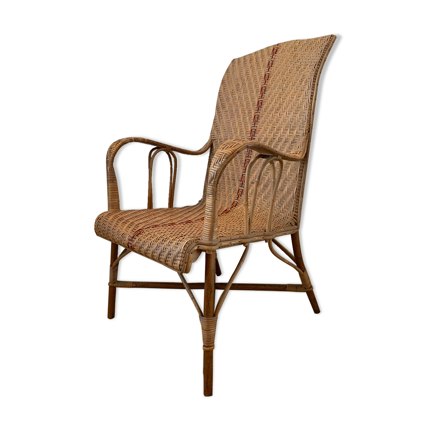Old rattan armchair