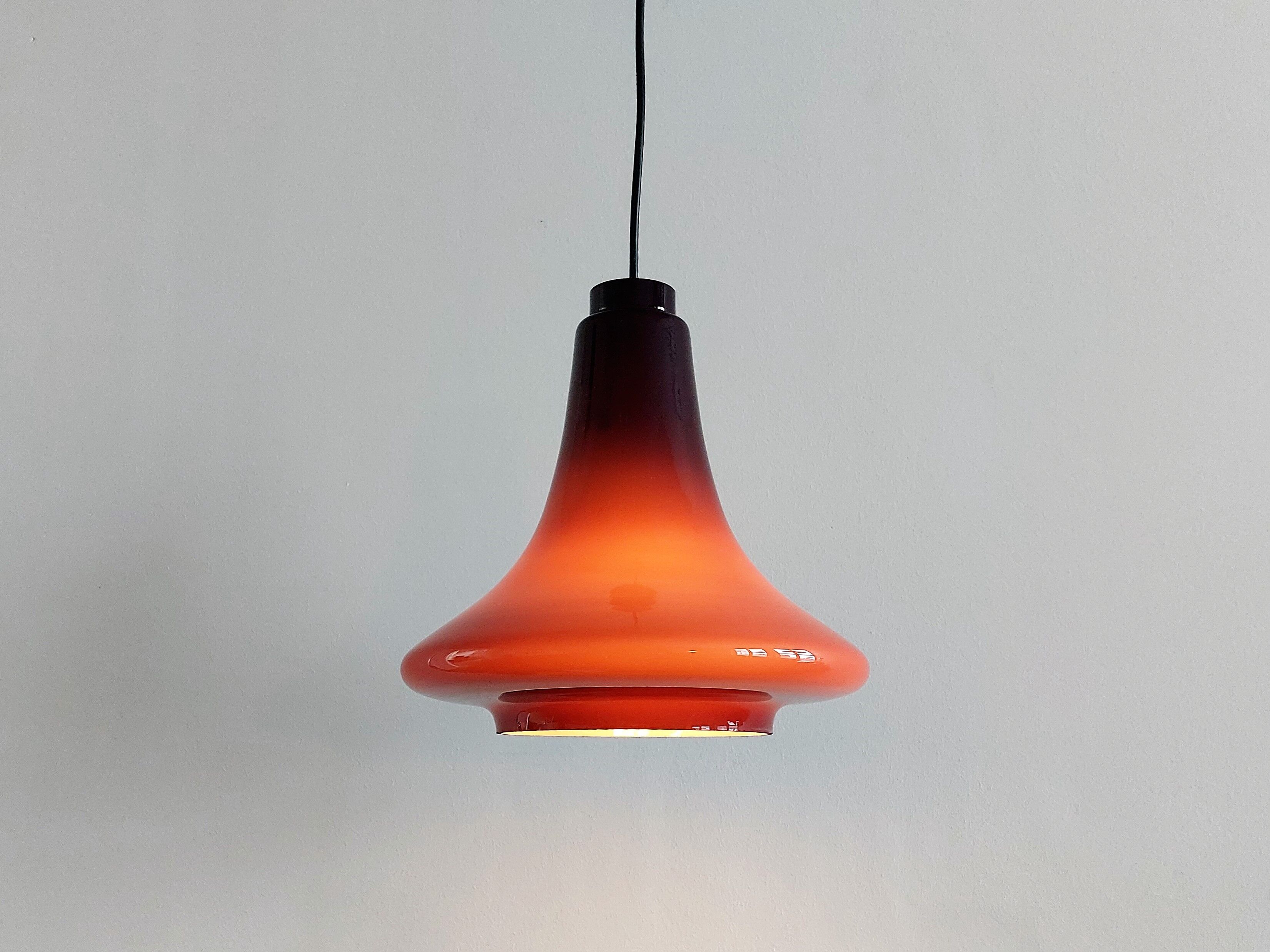 Purple glass pendant lamp by Hans Agne Jakobsson for Svera, Sweden 1960's