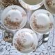 Antique iron earthenware plates accompanied by dishes