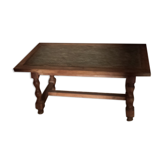 Stone and wood coffee table