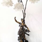 Bronze lamp signed Auguste Moreau – Woman with a shell