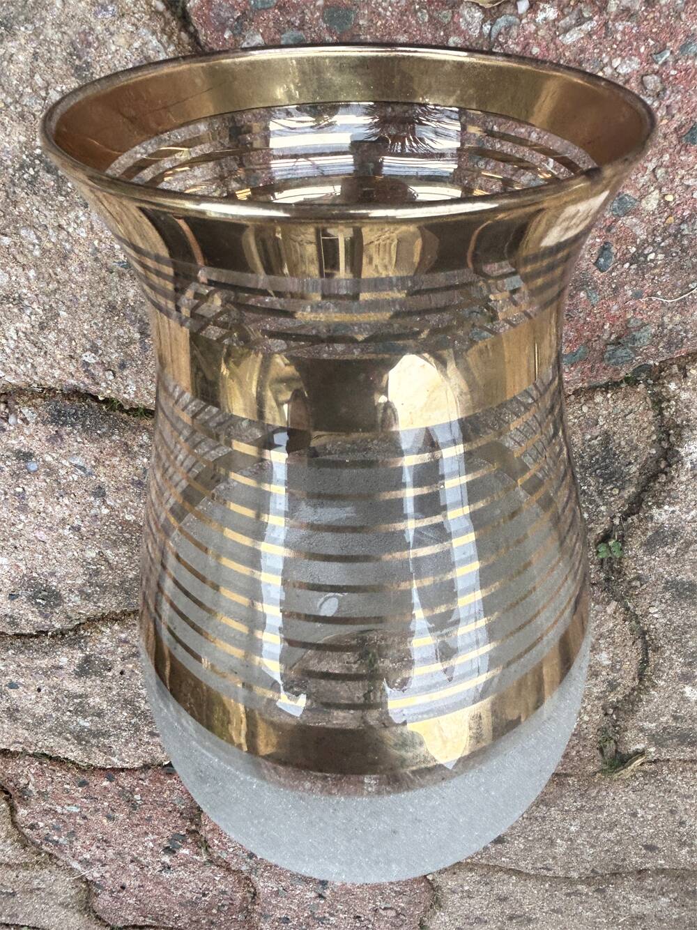Gilded glass vase signed Fains – France, circa 1950