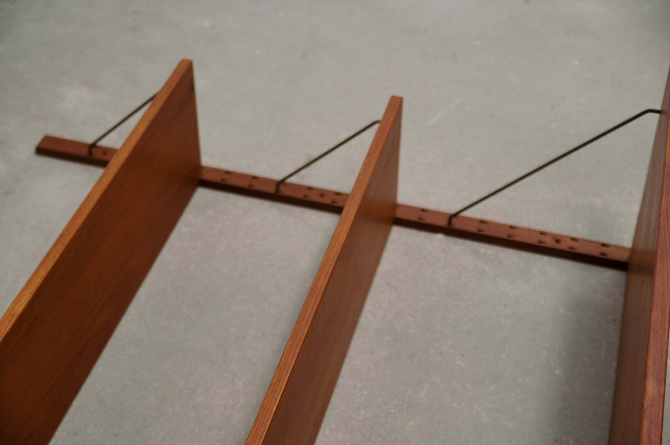 Vintage danish wall system brass supports