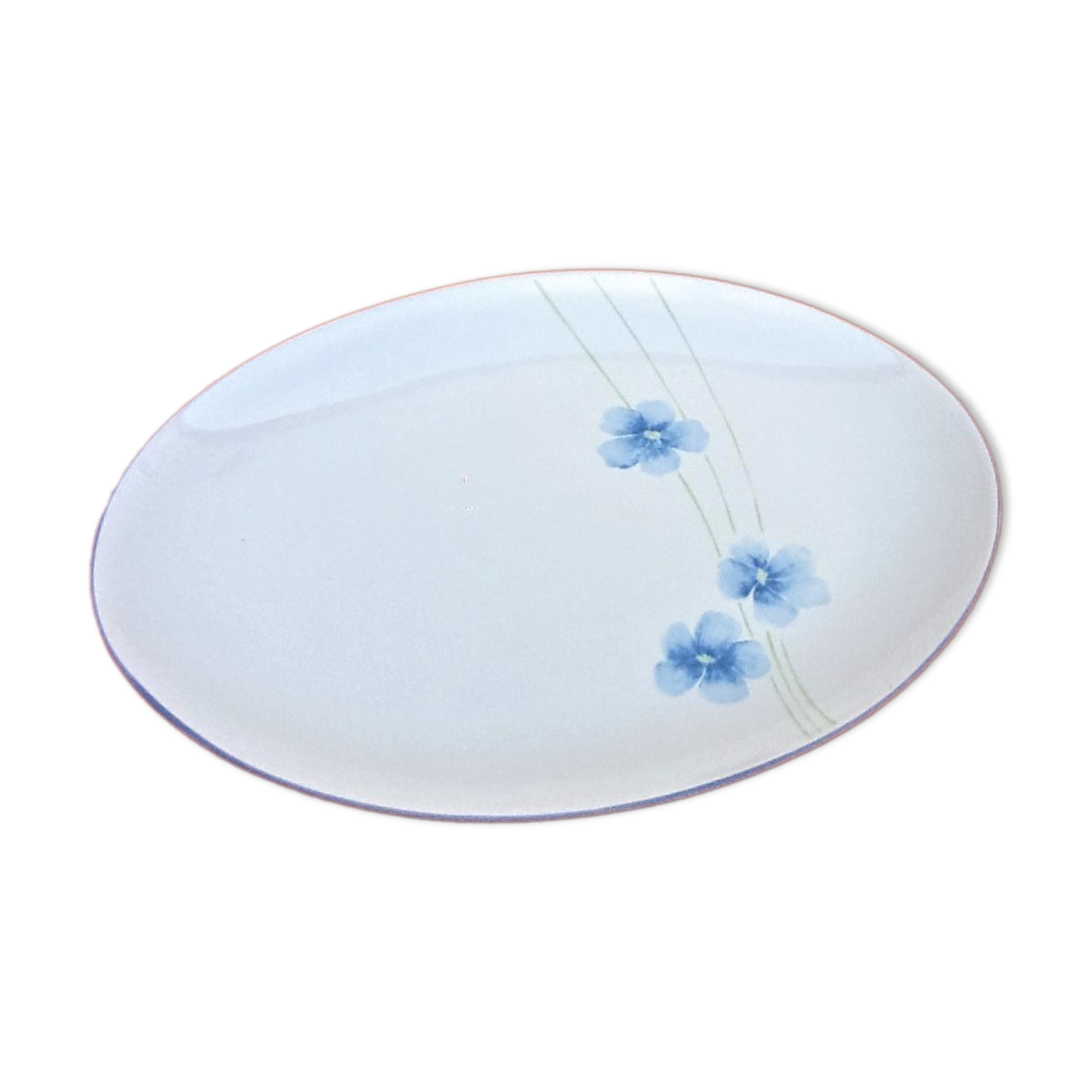 Serving dish by Eléonore Baillet Oval shape Porcelain with floral decoration