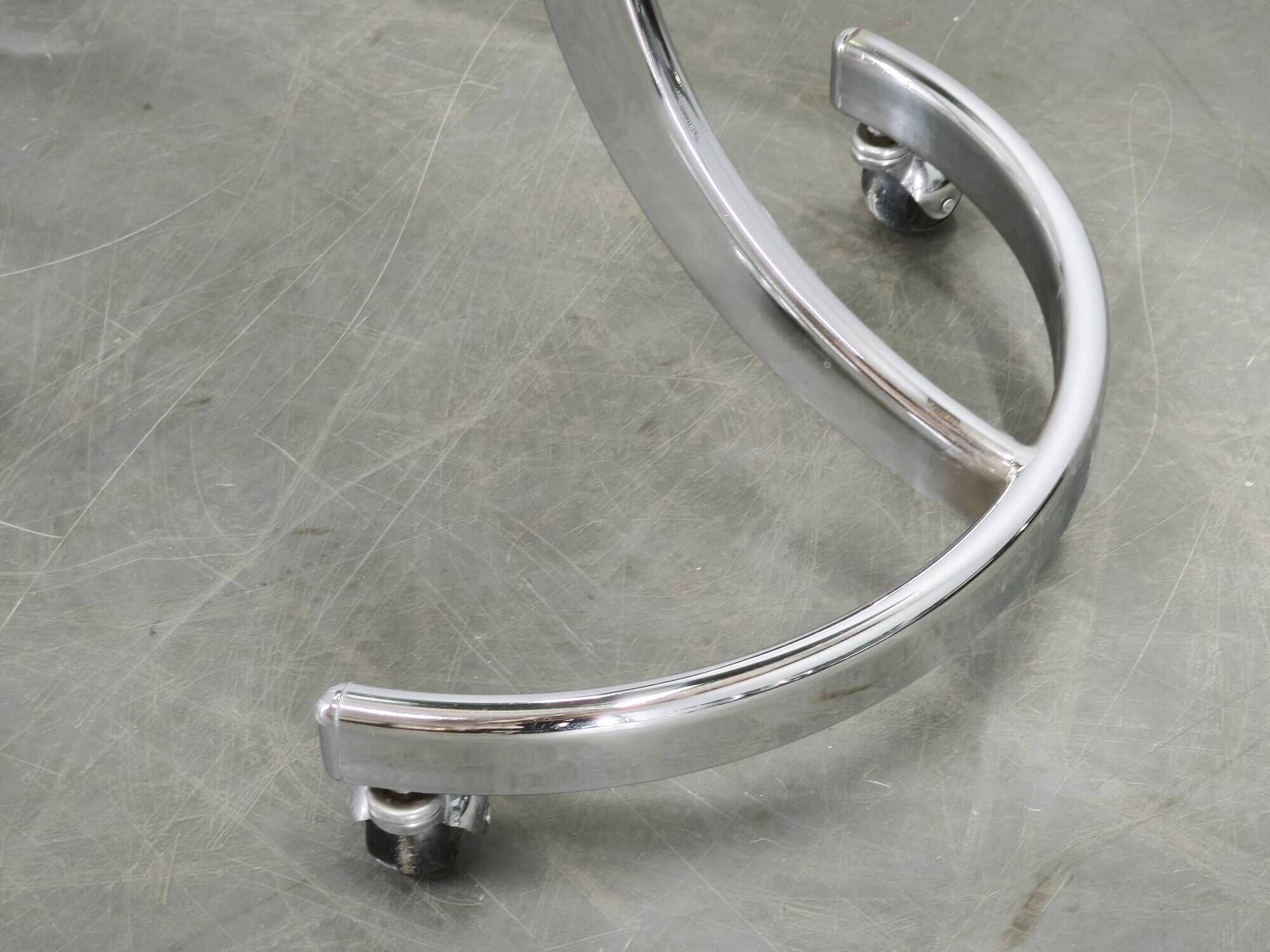 1970s Italian Space Age Chrome and Smoked Glass Rolling Side Table