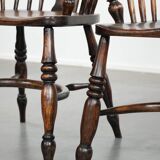 English antique set of 2 Windsor chairs with character, beautiful colouring