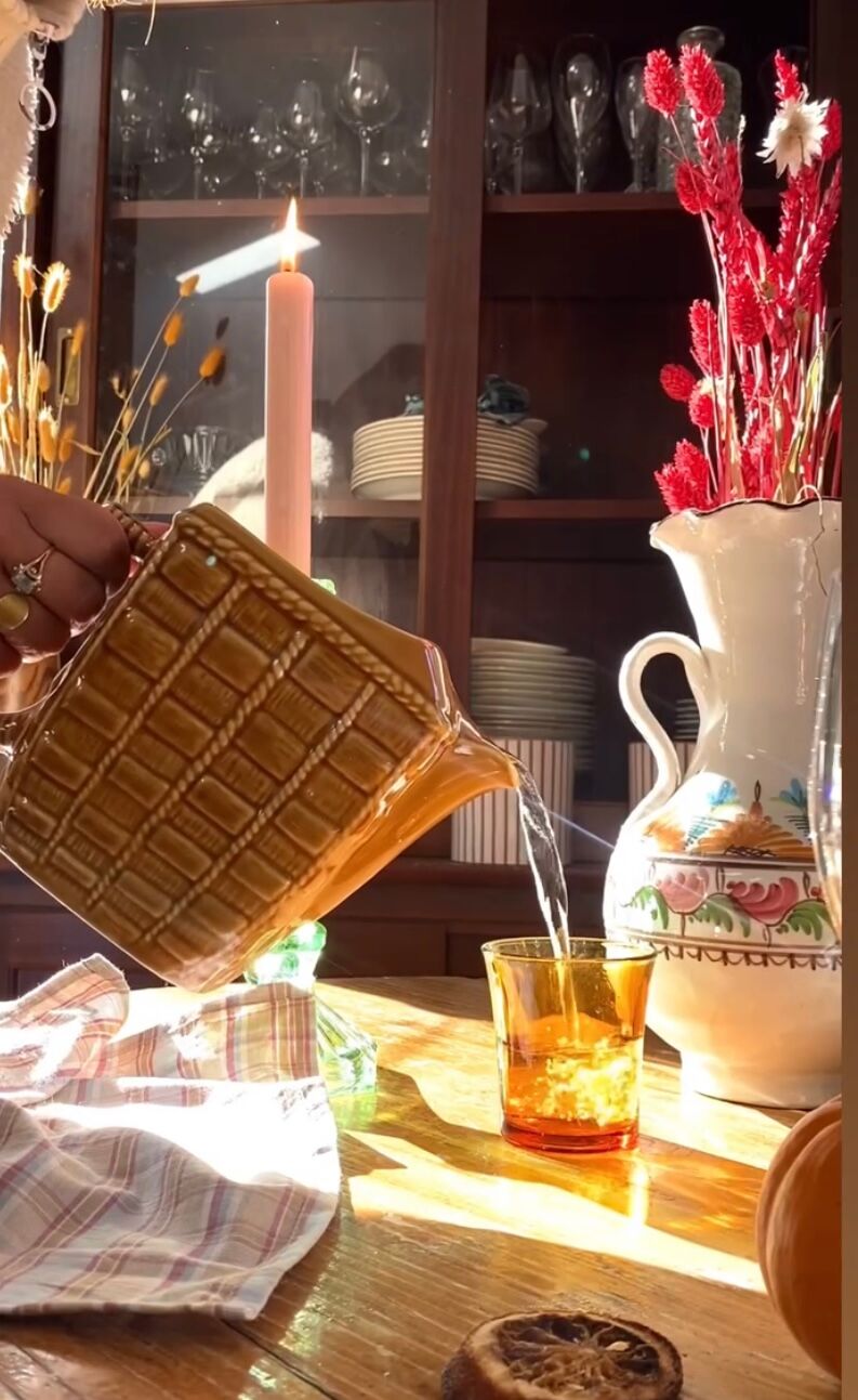 Glazed ceramic water pitcher