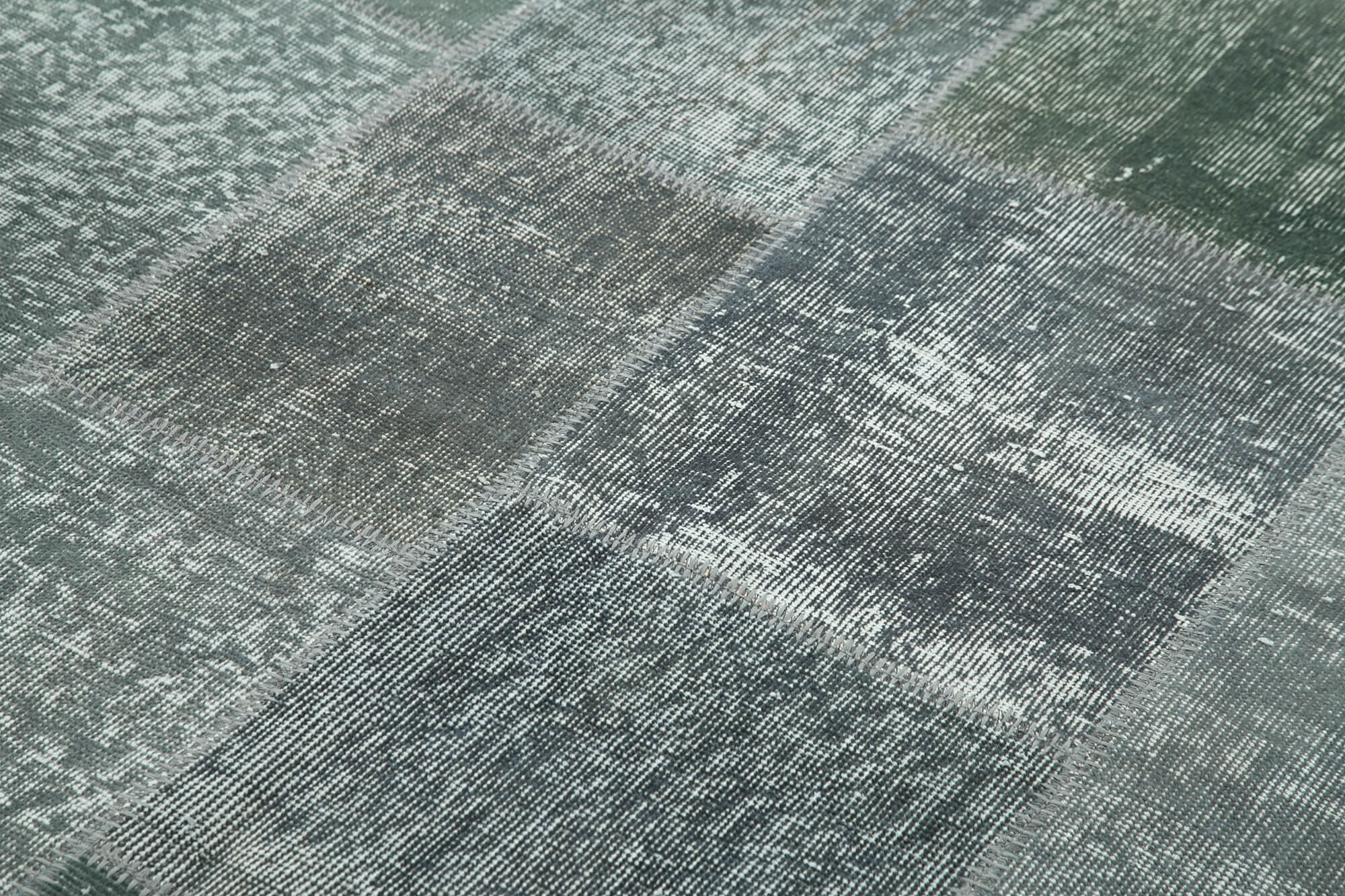 Hand-Knotted Turkish Vintage 171 cm x 242 cm Grey Patchwork Rug