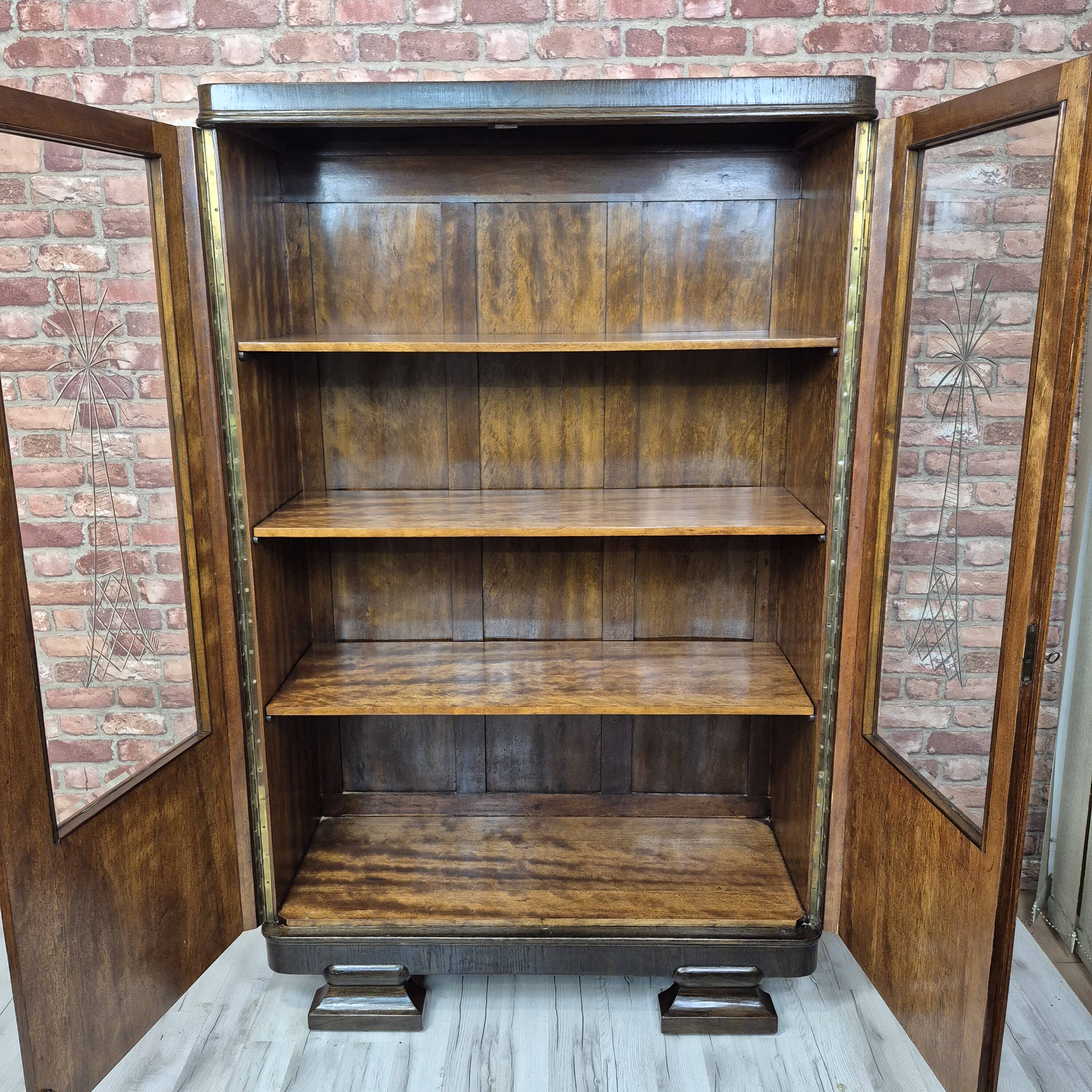 Art Deco Display Cabinet in Caucasian Walnut, Macassar Ebony and Oak, c. 19