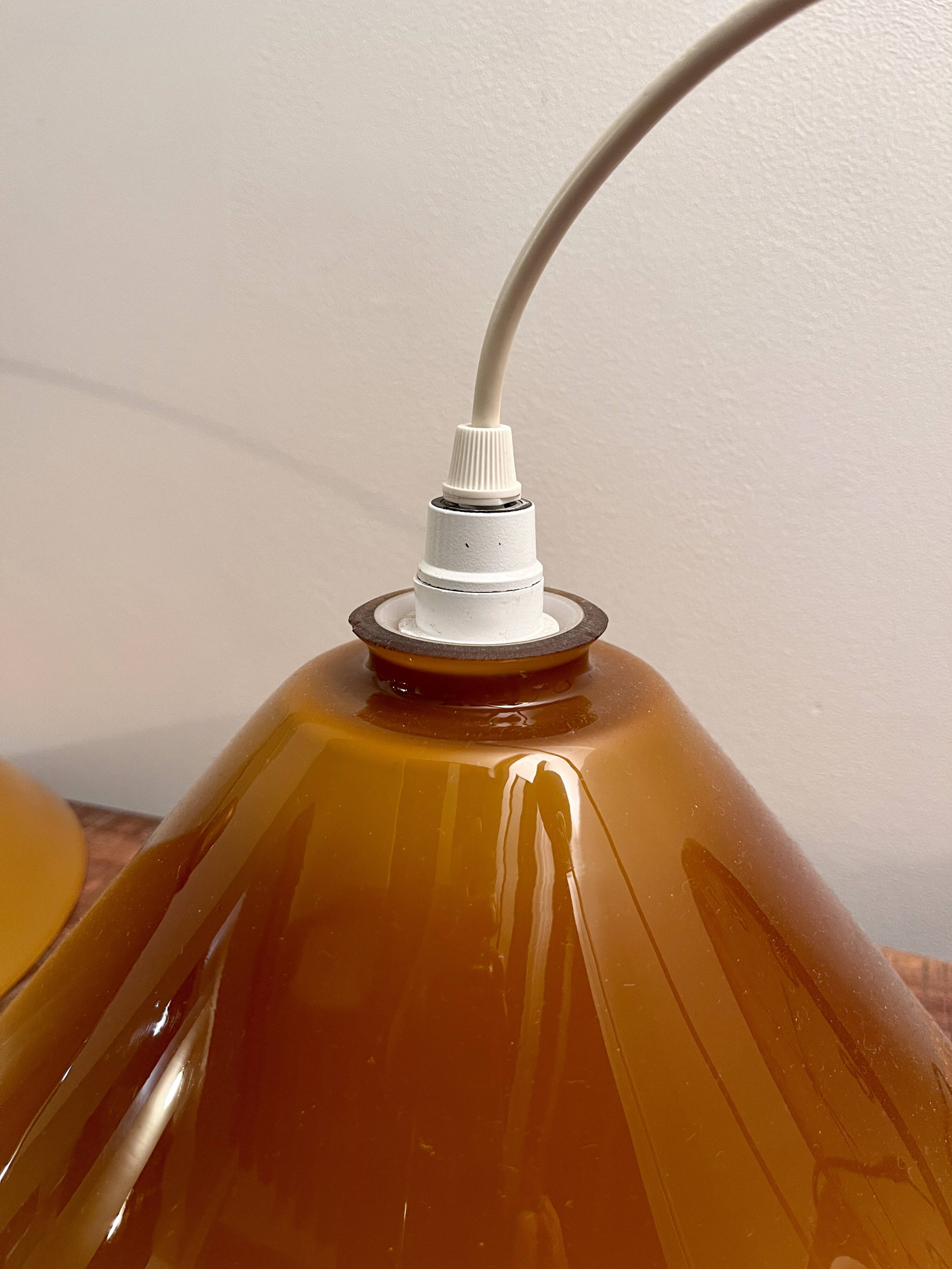 Caramel-colored opaline glass pendant light