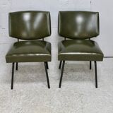 Pair of tubular armchairs, imitation leather. Circa 1950