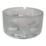 Thick frosted glass ashtray and pocket tray, 1980s savannah design, 13 cm.