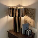 Minimalist bedside table lamp raffia Striped zebra black