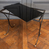 Side table end of sofa 1960 smoked glass gilded base