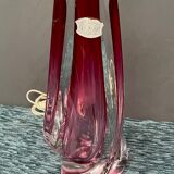 Val Saint Lambert. Two-tone solid crystal lamp (light purple) with high lead content.