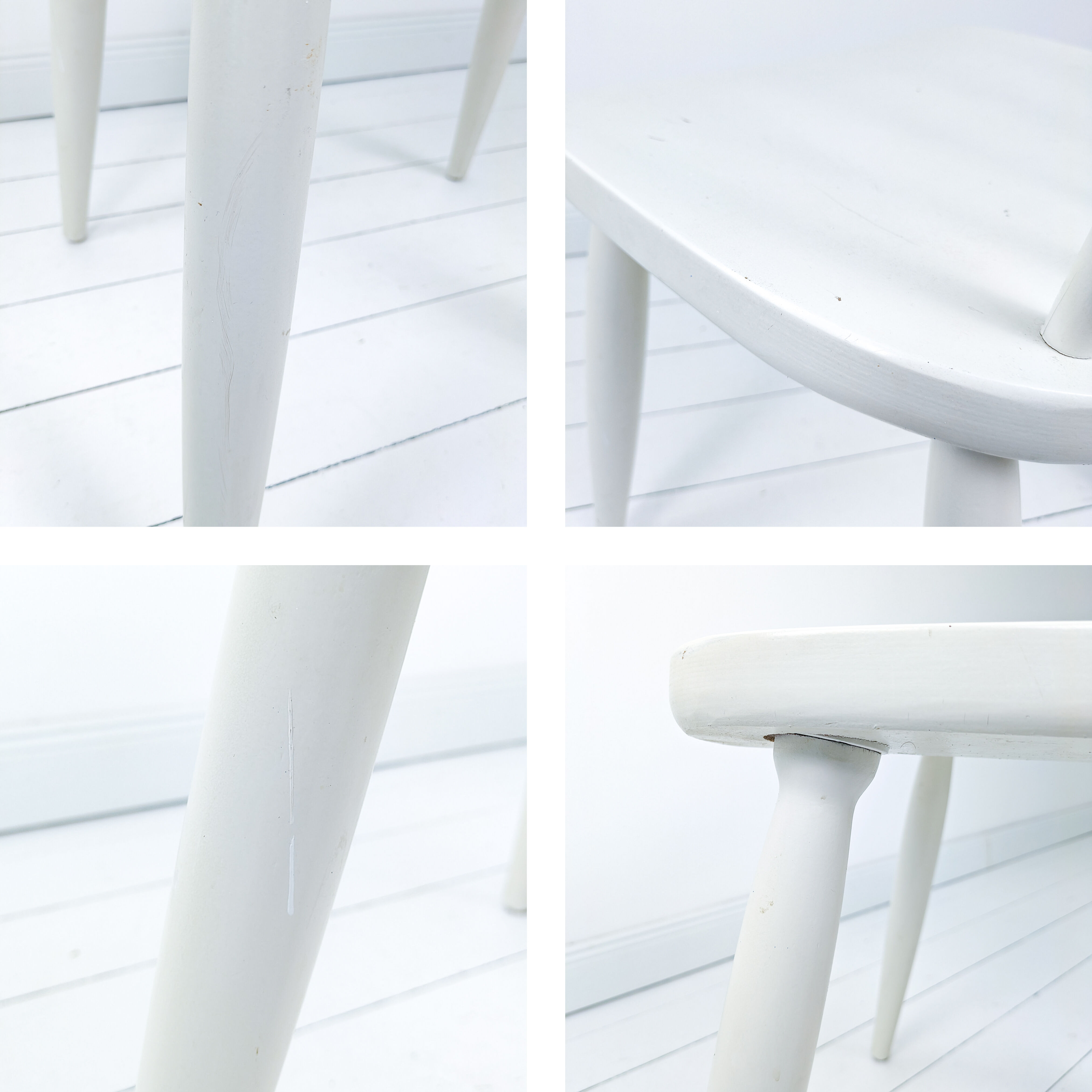 Chaise vintage blanche en bois