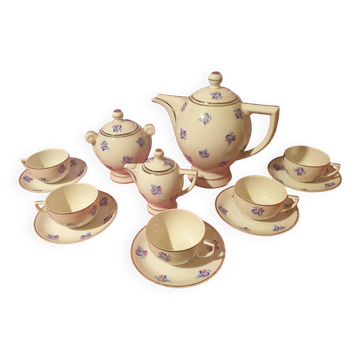Coffee service 13 pieces Limoges Unique Letourneur Salmon pretty model