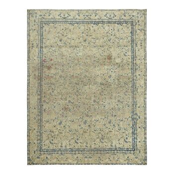 Hand-knotted anatolian vintage 1970s 300 cm x 386 cm beige wool carpet