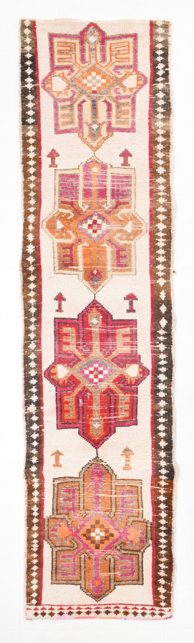 Red & Brown Oriental Persian Runner Rug, 84x334Cm
