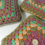 3 vintage crochet cushions