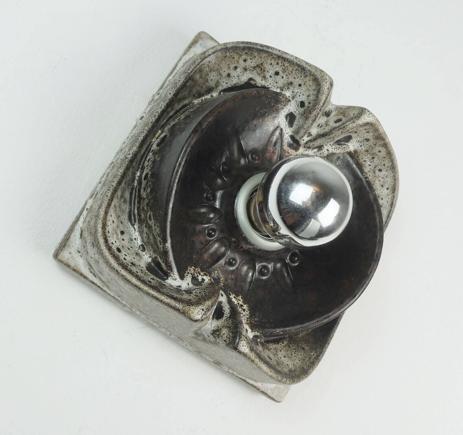 Wall lamp 1960s 1970s lava drip glaze beige brown