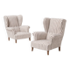 Pair of Striped French Bergère Armchairs, 1970s
