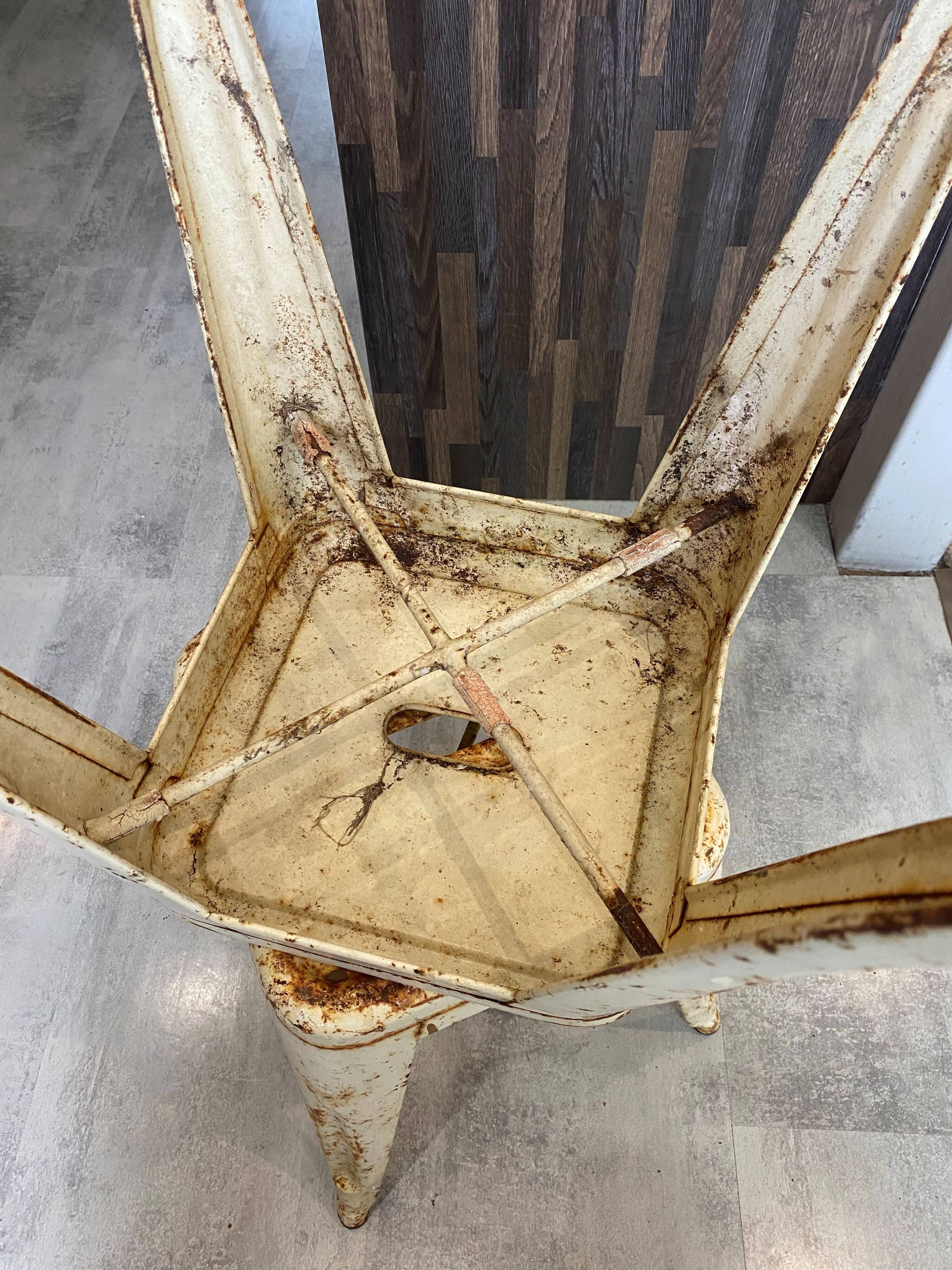 Authentic pair of Xavier Pauchard industrial Tolix metal stools 50