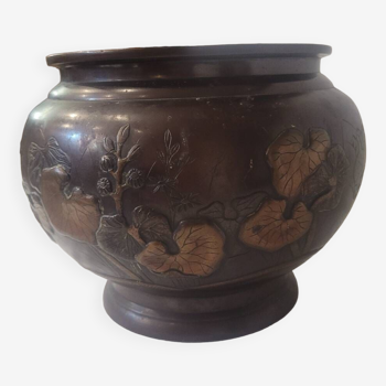 Large bronze plant pot