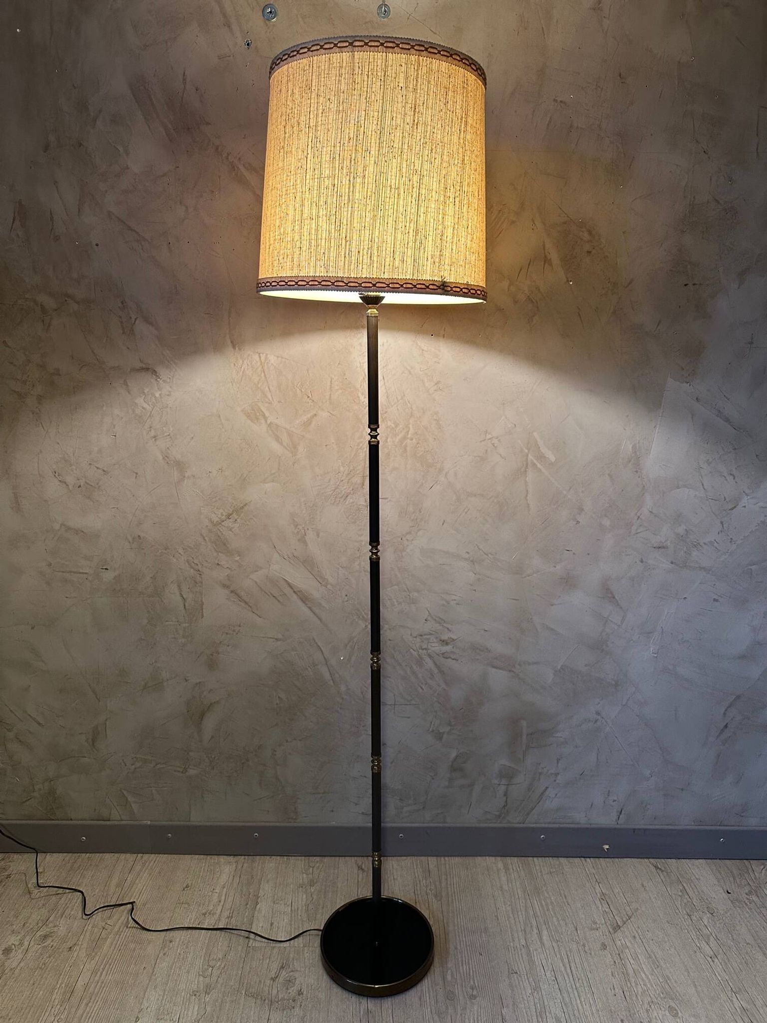 Brass and metal floor lamp