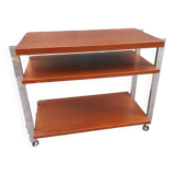 Trolley on wheels, wood and chrome, 1960-70